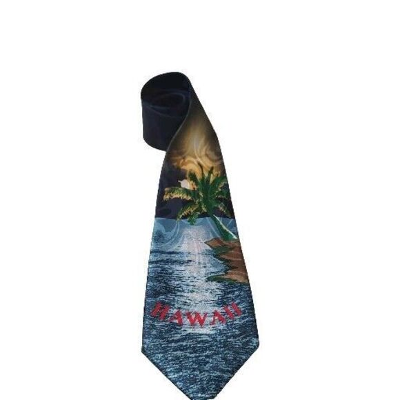 Other - STEVEN‎ HARRIS Hawaii Silk Sunset Palm Trees Ocean NECK TIE Holiday Vacay
